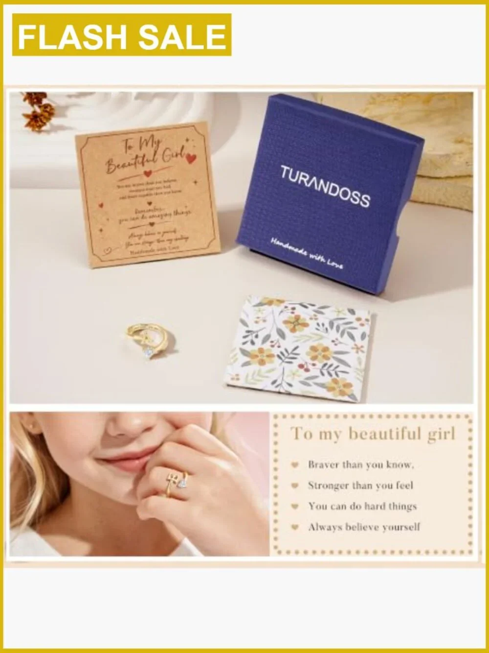 Adjustable Letter A-Z Ring with Heart Zirconia
